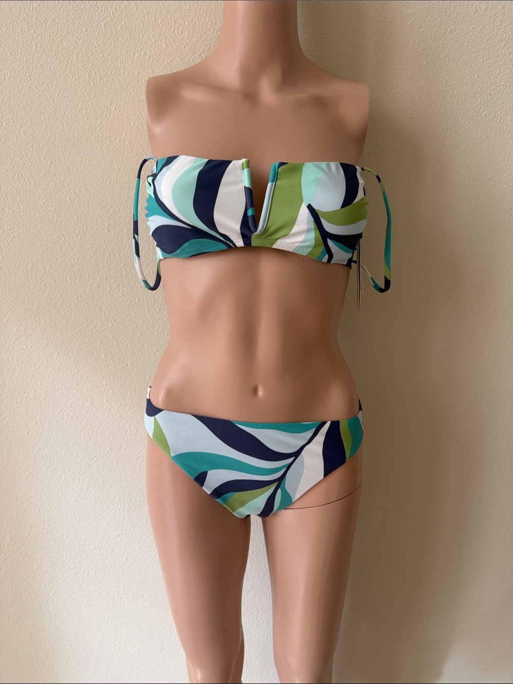 Sanctuary Bandeau Bikini in Navy, Aqua & Green Swirl - Picture 3 of 7